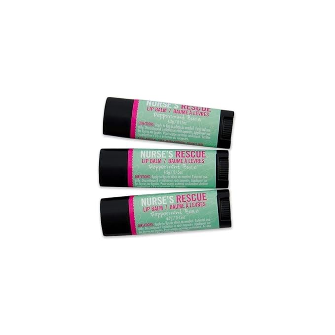 Walton Wood Farm Lip Balm Trio (Nurse's Rescue) Peppermint Buzz Flavor 100% All-Natural, Vegetarian Friendly, and Paraben-Free-VivaGrace Women