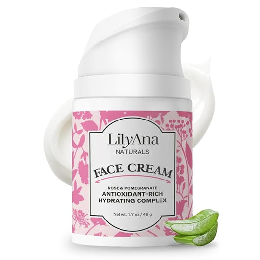LilyAna Naturals Face and Neck Moisturizer for Women and Men - Moisturizer Face and Neck Cream for Dry Skin and Dark Spot Brightening - Rose and Pomegranate Extracts - 1.7oz-VivaGrace Women