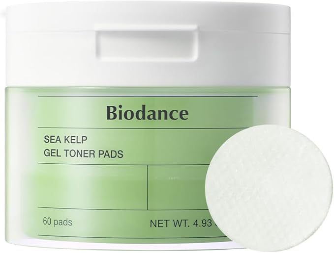 Biodance Sea Kelp Gel Toner Pads, Calming & Soothing for Sensitive Skin, Oil & Sebum Control, Blemish Care, Gentle Exfoliating Toner Pads, Korean Skincareㅣ4.93 fl.oz.(140g)*60Pads-VivaGrace Women