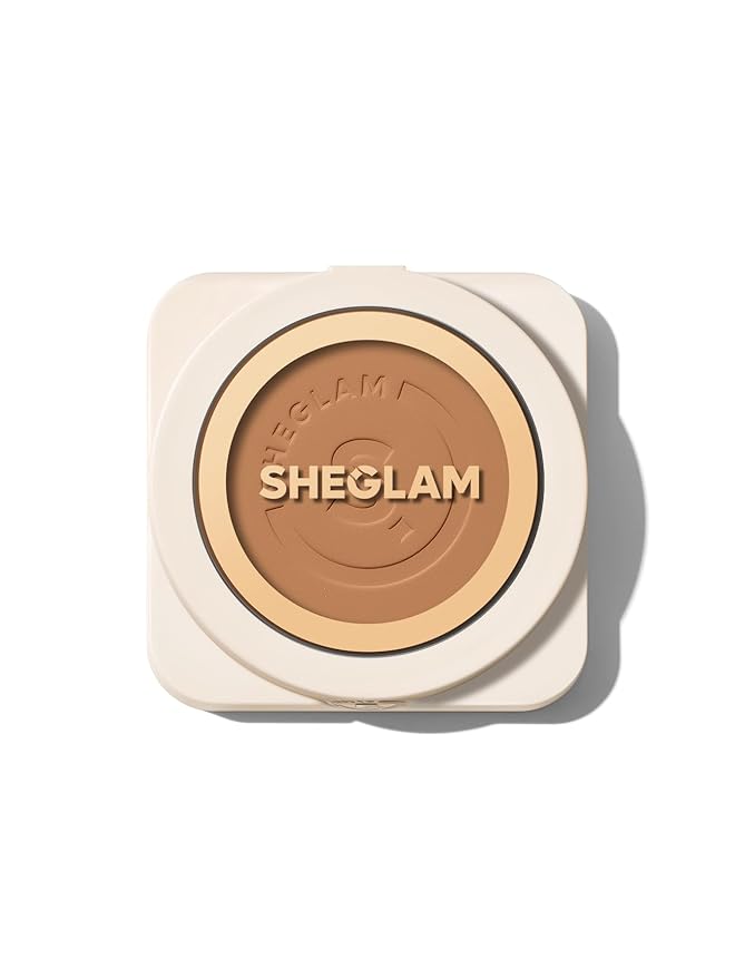 SHEGLAM SKin-Focus Full Coverage Powder Foundation Oil-Control Lightweight Face Pressed Powder Makeup-Walnut-VivaGrace Women