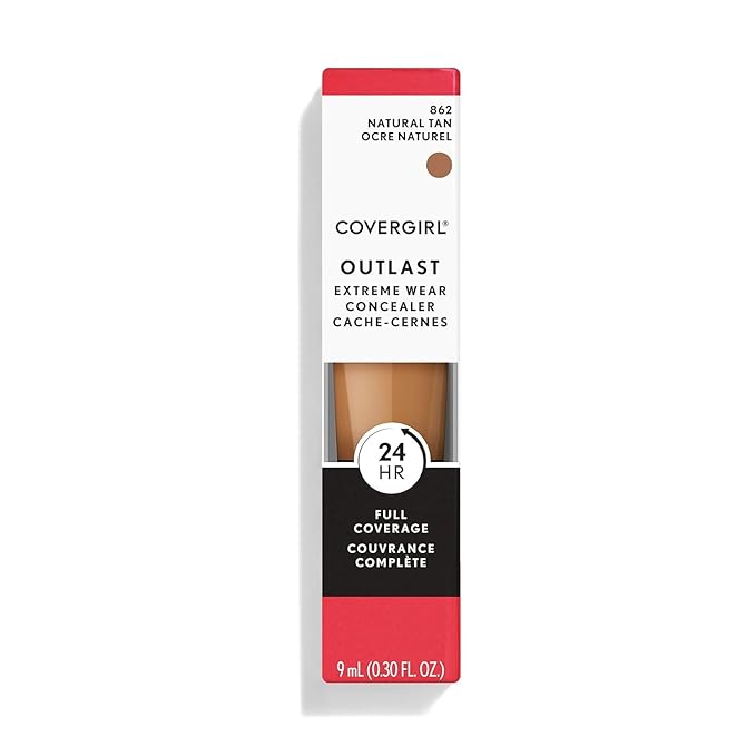 COVERGIRL Outlast Extreme Wear Concealer, Natural Tan 862, Shelf Pack of 2-VivaGrace Women