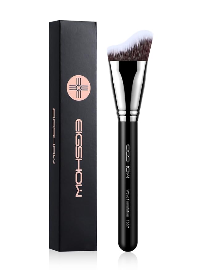 EIGSHOW Foundation Brush with Wave Shaped Head for Liquid, Cream, Powder Blending Cheekbones Jawline, Large Premium Dense Synthetic Bristles (F659)-VivaGrace Women