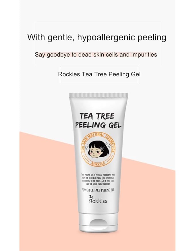 Tea Tree Peeling Gel (4.1fl oz) - Gentle Exfoliating Gel for Face & Body with Natural Cellulose, Remove Impurities for Smooth Skin, Korean Skin Care. Cica, Licorice & Aloe Vera Extracts.