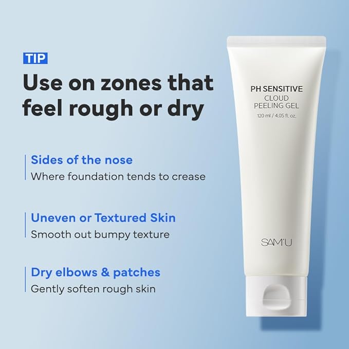 SAM’U PH Sensitive Cloud Peeling Gel – Gentle Exfoliating Gel for Face with Pineapple Enzymes & Hyaluronic Acid – Hydrating Facial Peel & Face Scrub for Sensitive Skin, 120ml, 3.38 fl.oz-VivaGrace Women