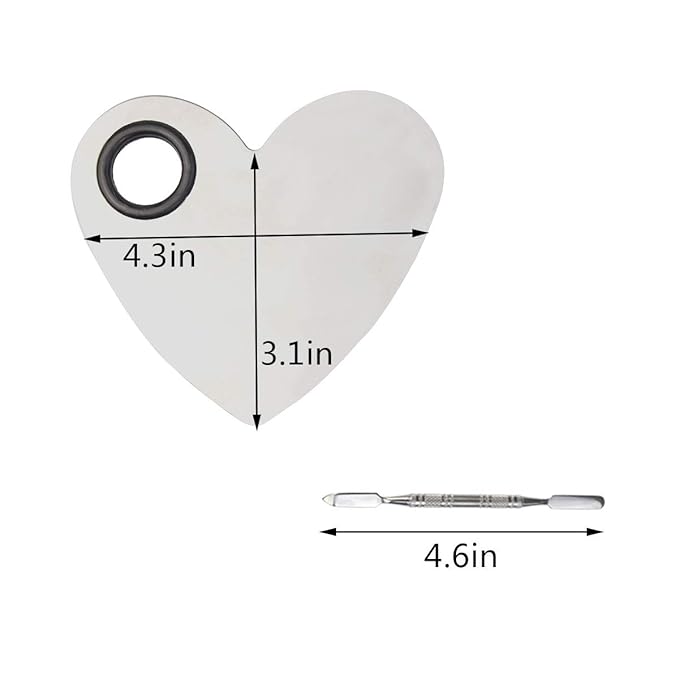 Stainless Steel Heart Shaped Makeup Palette Spatula - Makeup Artist Makeup Enthusiast Tools for Blending Cosmetic Foundation Shades-VivaGrace Women