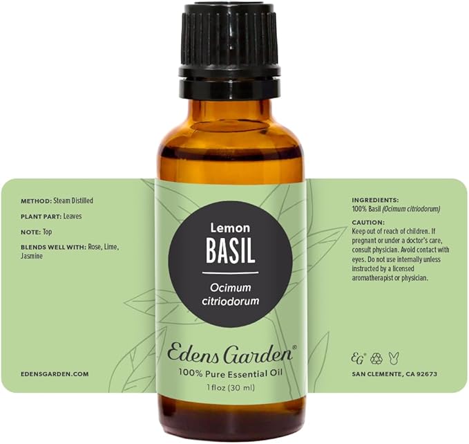 Edens Garden Basil- Lemon Essential Oil- 100% Pure Premium Grade, Undiluted, Natural, Therapeutic, Aromatherapy, The Best for Diffuser, Candle, Laundry, Humidifiers 30 ml (1 fl oz)-VivaGrace Women