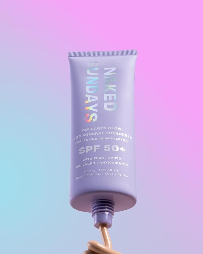Naked Sundays SPF 50 Mineral Glow Sunscreen, Daily Hydrating Facial Moisturizer & Primer with Zinc Oxide, Sheer Tint, Broad Spectrum SPF Lotion (Jumbo 80ml)-VivaGrace Women