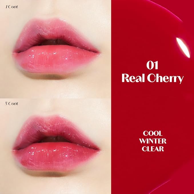 ETUDE Dear Darling Oil Tint #1 Real Cherry 4.2g | High Moisturizing and Strong Hydrating Lip Oil/Lip Gloss | Smooth and Moist Lips | Non-Sticky Lip Oil Tint For Dry Lips | K-beauty-VivaGrace Women