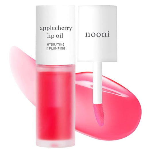 NOONI Korean Lip Oil - Applecherry | Long-Lasting, Moisturizing, Plumping, Revitalizing for Dry Lips, Waterproof, No Peel Off, Hydrating, Nourishing Crystal Clear, 0.12 FL Oz-VivaGrace Women