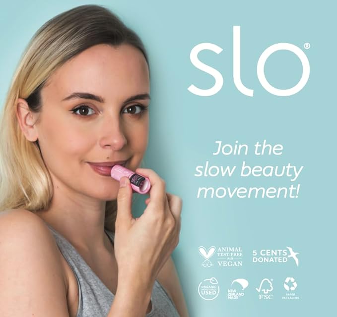 Slo | Natural Lip Balm - All Natural Ingredients, Vegan & Cruelty Free, Hydrating & Soothing, Plastic Free, Paper Packaging | Raspberry + Rosehip, 0.28oz-VivaGrace Women