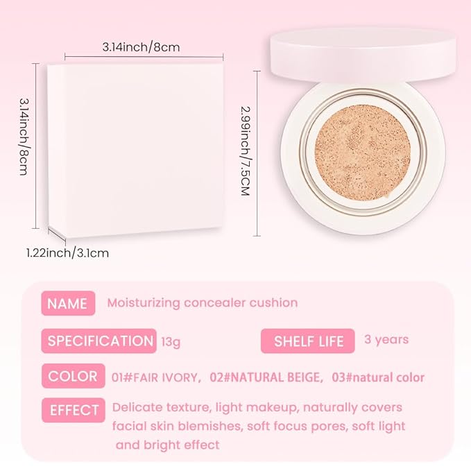 Nuder Cushion Foundation,Natural Beige for Natural & Medium with Neutral Skin Tone,Long-Lasting,Lightweight,Flawless Coverage,Dewy Finish,Concealing Blemishes and Under-eye Bags for All Skin Types-VivaGrace Women