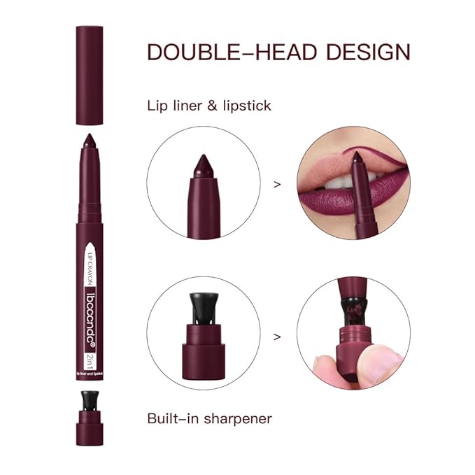 ibcccndc 6PCS Lip Liner and Lipstick Set - High Pigmented Creamy Matte Lip Liner Pencil Set for Girls and Women, Lip Makeup Gift Sets - Includes Nude and Red Lip Liners, Waterproof Formula (A)-VivaGrace Women