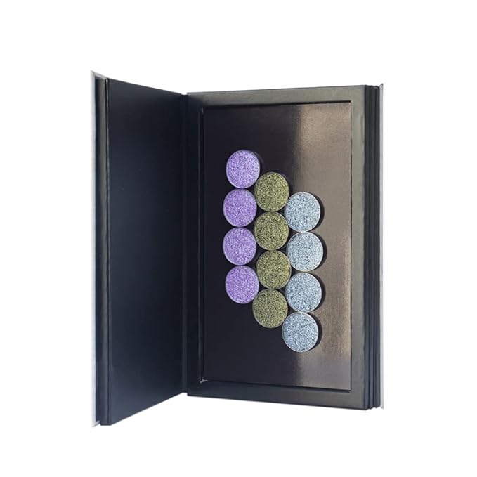 Strong 4-layers Empty magnetic palette book palette(White wood grain)+1pcs Makeup Depotting Spatula+50pcs Round Metal Stickers+50pcs Square Metal Stickers-VivaGrace Women