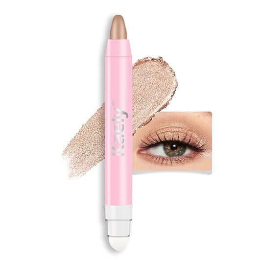 Kaely 2in1 Cream Eye Shadow Brightener Sticks for Eyes, Pencil Eyeshadow Applicator Stick Waterproof Pigmented, Eye Shadow Palette Highlighter Makeup, sombras para ojos, 25 Sand Shimmer-VivaGrace Women