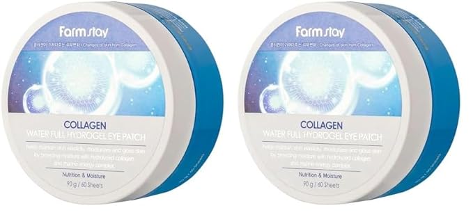 FARMSTAY Collagen Water Full Hydrogel Eye Patch - Hydrating Under Eye Mask with Collagen - Refreshes Tired Undereyes - Promotes Collagen Production - 60 pc (Pack of 2)