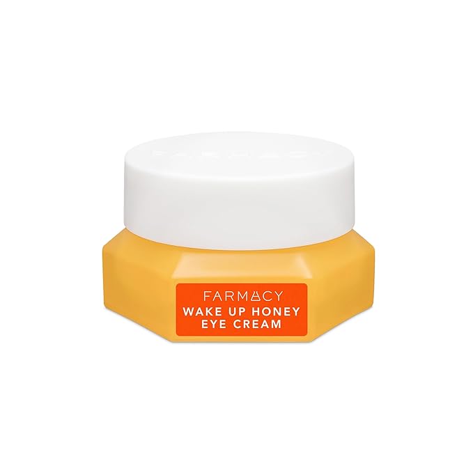 Farmacy Brightening Eye Cream - Wake Up Honey Under Eye Cream for Dark Circles + Puffiness - Caffeine Eye Cream Enriched with Vitamin C + Cranberry Peptide to Smooth Wrinkles Over Time (15ml)-VivaGrace Women