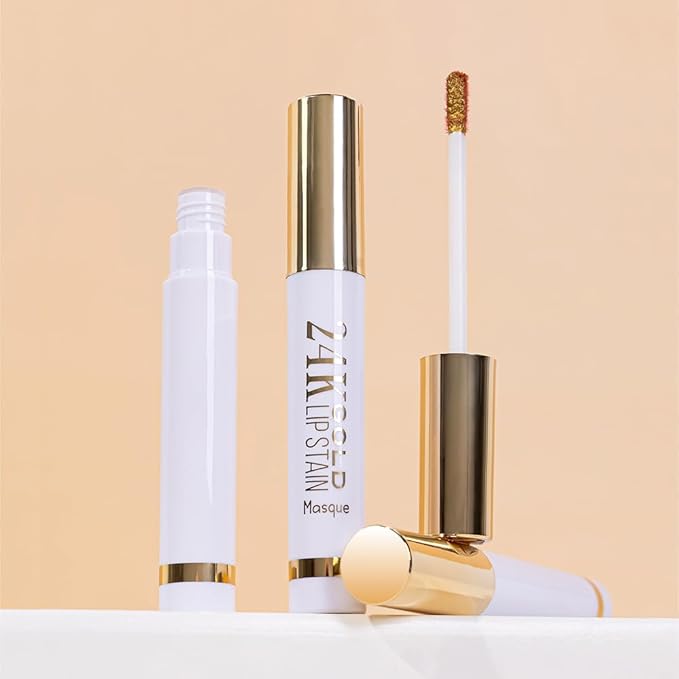 2025 New 24K Gold Liquid Lip Gloss Peel Off Lip Stain Tattoo with Tweezer, Mauve Lips Stain Peel Off Masque, Long Lasting Waterproof Lip Tint Stain, Transfer-proof for All Skin Types 04#-VivaGrace Women