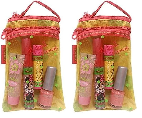 Lip Smackers Disney Minnie Mouse Lip, Face and Nail Collection in Cosmetics Bag Set, 4 Count (Pack of 2)-VivaGrace Women