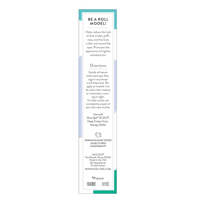 Miss Spa Eye Serum 5-in-1 Roll On Under Eye Cream, Helps De-puff and Brighten Under and Around Eyes, Anti-Aging Under Eye Roller Helps with Fine Lines and Dark Circles, Vitamin B3, Eye Bag Remover-VivaGrace Women