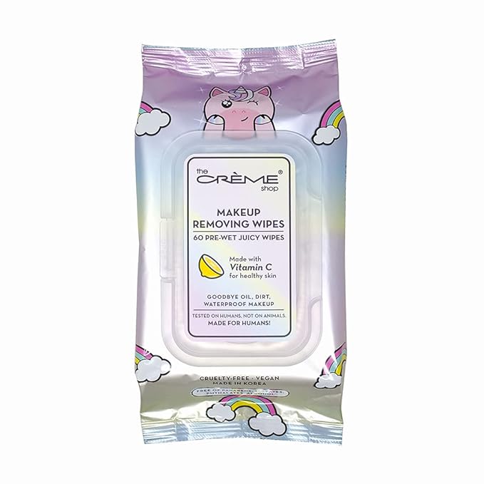 The Crème Shop Makeup Removing Wipes Made with Vitamin C for Healthy Skin (60 Pre-Wet Juicy Wipes)
