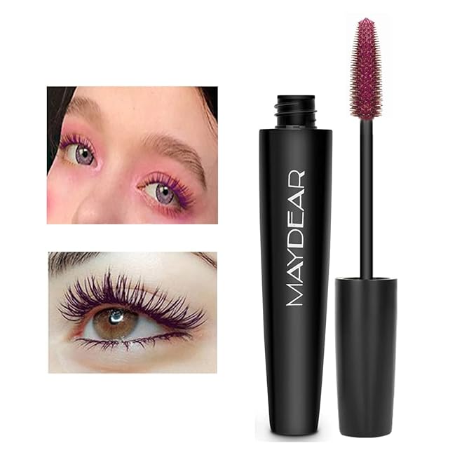 Maydear Burgundy Mascara for Eyelashes, Waterproof Colored Long Lasting Smudgeproof for Women Fast Dry Lengthening Eye Makeup Party - Dark Purple-VivaGrace Women