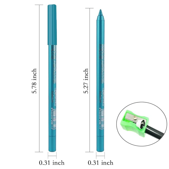evpct Sky Blue Gel Eyeliner Pencil for Women Waterline Waterproof Smudge Proof Eye Makeup Liners, Blue Mascara Eye Liner Gel Liner Eyeliner with Sharpener delineador de ojos contra el agua 09