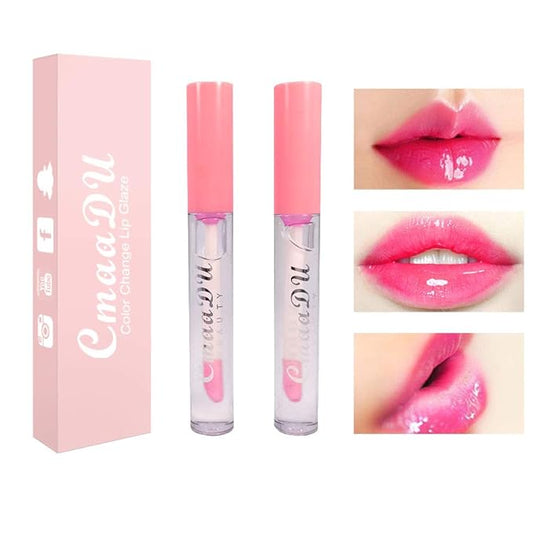 BINGBRUSH 2 Pcs Color Changing Lip Gloss Lip Oil Tinted, Pink Magic Mood Lipstick,Temperature Color Change Lip Stain Lip Balm, Longlasting Lips Will Not Dry Out-VivaGrace Women