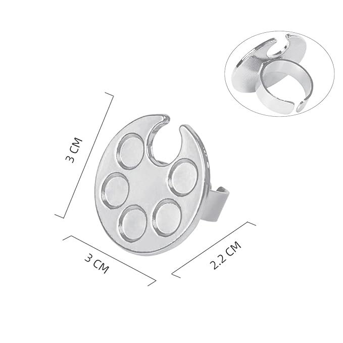 Makeup Spatula Set Stainless Steel, Make Up Tools Mini Mixing Tray with Finger Ring, Round Makeup Paint Palette-VivaGrace Women