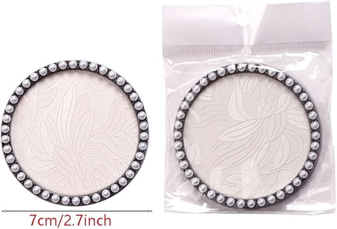 1 Pc Resin Nail Art Palette Nail Art Display Holder Round Inlay Rhinestone Makeup Palette Nail Painting Palette Gel Polish Colors Mixing Pallet (White)-VivaGrace Women