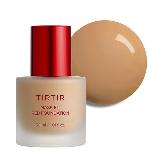 TIRTIR Mask Fit Red FoundationㅣLong Lasting Flawless Coverage, Energy Essence, Lightweight, Hydrating, Pore-Blurring, Breathable Satin Finish, Makeup, Radiant Skin, #34W Toffee, 1.01 Fl Oz-VivaGrace Women