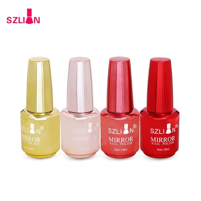 Nail Polish Metallic Mirror Effect Metal Long-Lasting Quick Dry Nail Lacquers, Shiny Chrome DIY Manicure (7#, 18ml)