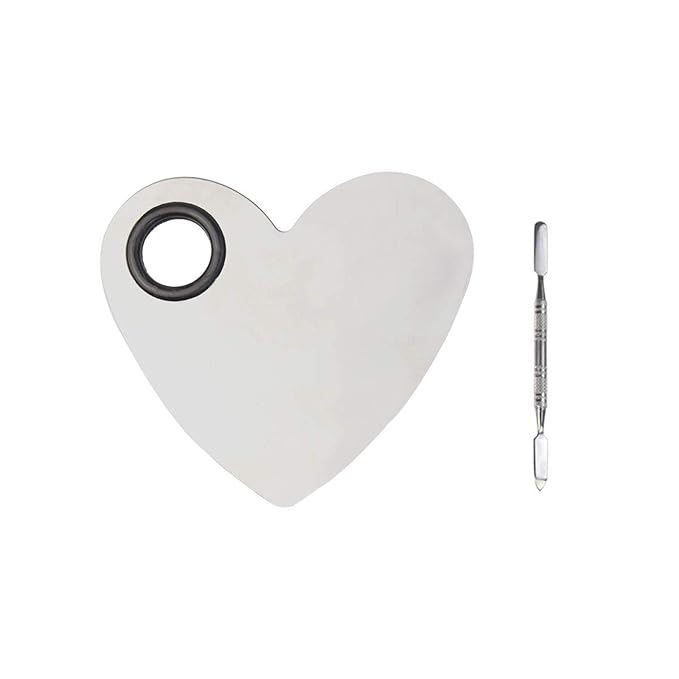 Stainless Steel Heart Shaped Makeup Palette Spatula - Makeup Artist Makeup Enthusiast Tools for Blending Cosmetic Foundation Shades-VivaGrace Women