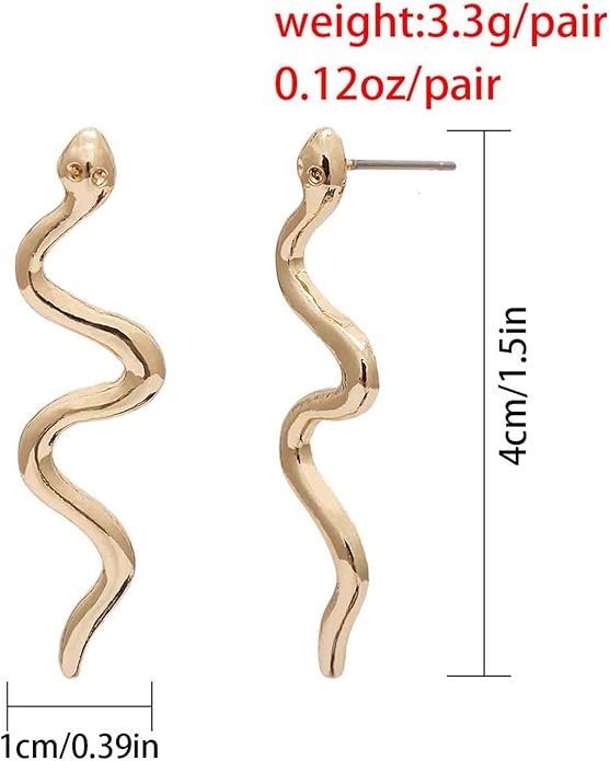 Vintage Snake Dangle Earrings Punk Snake Drop Earrings Gold Snake Stud Earrings Boho Serpent Earrings Jewelry for Women (Gold)-VivaGrace Women