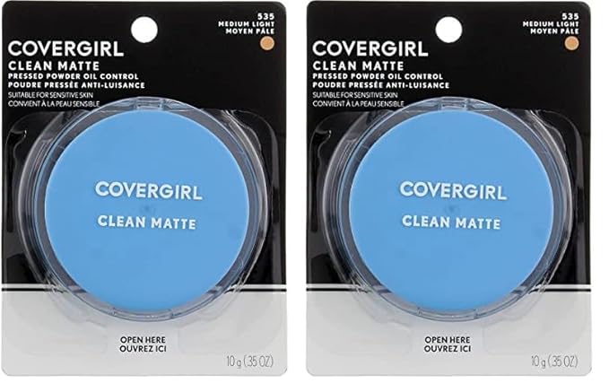 COVERGIRL Clean Matte Pressed Powder Medium Light, 35 Ounce (packaging may vary) (Pack of 2)-VivaGrace Women