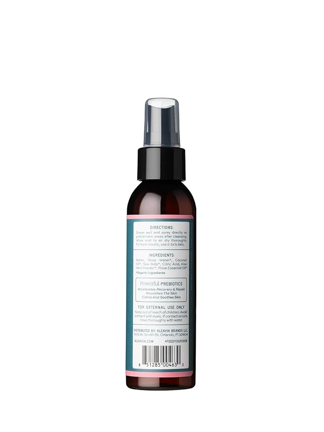 Aleavia Organic Rose Water Spray for Face - All-Natural, Hydrating Luxe Face Mist and Toner - Nourishing and Anti-Aging Prebiotic Formula for All Skin Types - Vegan & Cruelty-Free - 4 oz (118 ml)-VivaGrace Women
