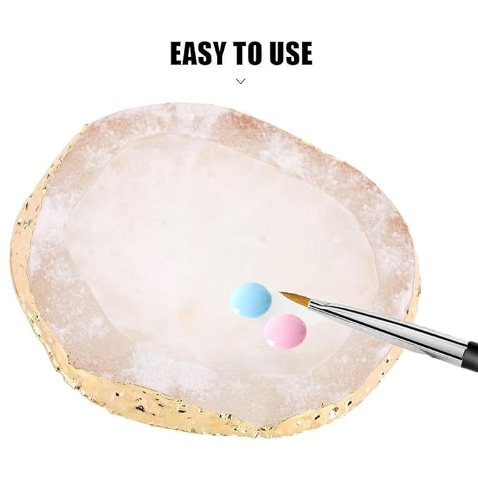 MISUD Resin Nail Art Palette, Nail Polish Drawing Color Dish Golden Edge Resin Stone Paint Drawing Color Dish Manicure Nail DIY Tool (White)-VivaGrace Women