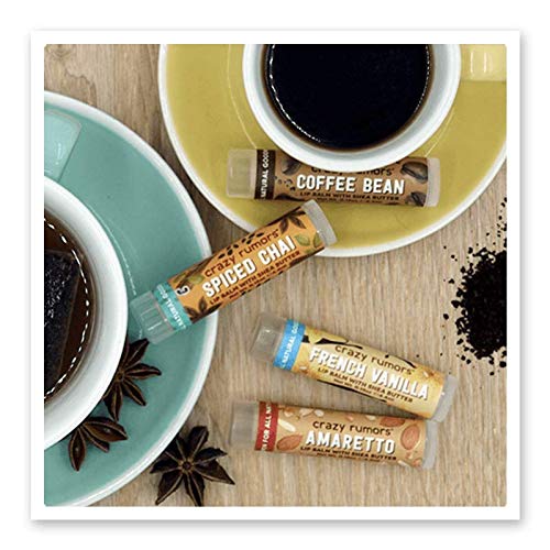 Crazy Rumors Barista Mix Lip Balm 4-Pack Mix (Amaretto, French Vanilla, Coffee Bean & Spiced Chai) 100% Natural, Vegan, Plant-Based, Made in USA-VivaGrace Women