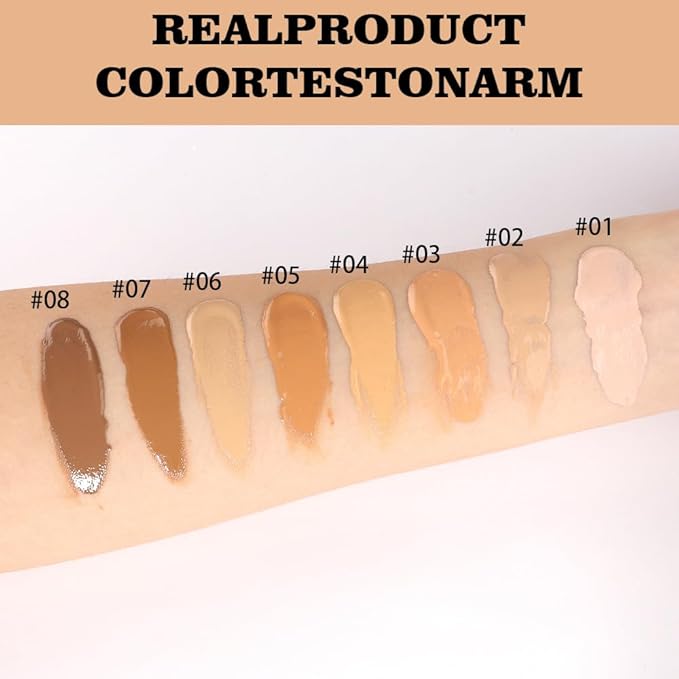 Matte Cream Oil Free Concealer Foundation Pack with Foundation Brush,Base Facial Matte Full Coverage Liquid Tattoo Concealer Hide Foundation Primer Make-up Kit.1.67 Fl.Oz (08#)-VivaGrace Women