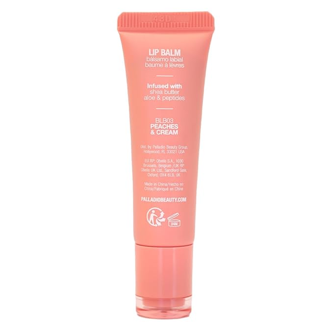 Palladio Butter Balm - Hydrating Lip Balm with Sheer Tint, Aloe, Peptides, Shea Butter, and Vegan Formulation for Instant Moisture, Shine, and Soothing Lip Care, Peaches & Cream-VivaGrace Women