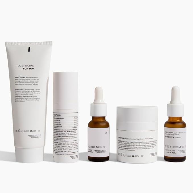 Y'OUR Skincare System, Contains: Moisturizing Cleanser, Antioxidant Day Cream, Calming Serum, Revitalizing Night Cream, Intensive Hydration Serum (Hydrating Skincare (Set of 5))-VivaGrace Women