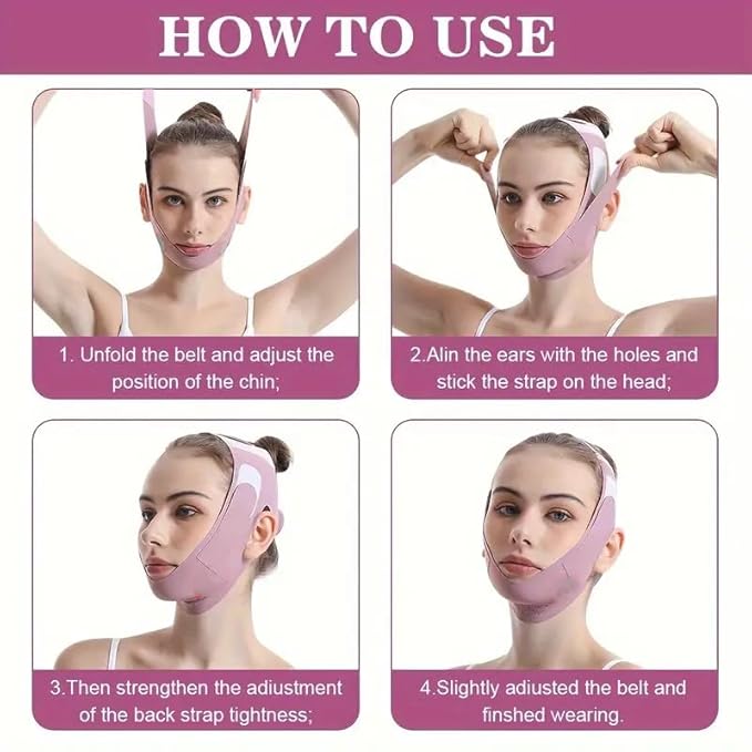 Face Slimming Mask, Breathable Mesh Design,V Line Face Lifting Strap and V Line Face Shaping Belt - Chin and Cheek Lifting Bandage for V Face Lift - Sleeping Mask Strap for Women - pink-VivaGrace Women