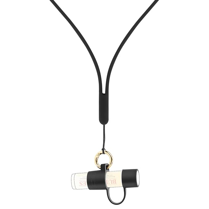Desing Wish Silicone Lip Balm Holder with Cap Cover Portable Chapstick Holder Keychain Sleeve Lip Balm Key Chain with Key Ring and Neck Strap Lanyard - Black-VivaGrace Women