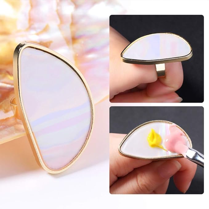 4pcs Ring Palette Nail Art Palette Blending Palette Pigment Palette Lip Color Palette Foundation Palette Rings Tools Manicure Palette Color Display Plate Mix Decorate Nail Set-VivaGrace Women
