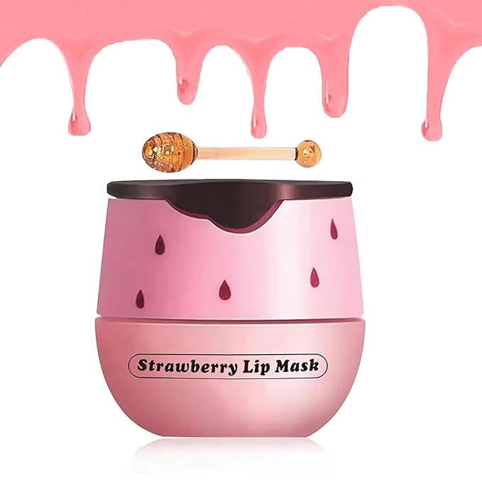 Strawberry Lip Balm Sleeping Lip Mask, Lip Balm with Stick, Lip Scrubs Exfoliator, Day & Night Lip Care - Hydrate Repair Prevent Dry (Strawberry)-VivaGrace Women