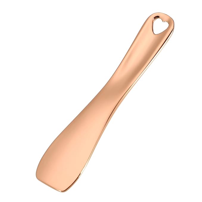 VOCOSTE 3 Pcs Makeup Spatula Mini Spoon, Eye Cream Massage Sticks Beauty Scoop, for Facial Cosmetic Face Cream, Heart Shape 2.36"x0.49", Rose Gold Tone-VivaGrace Women