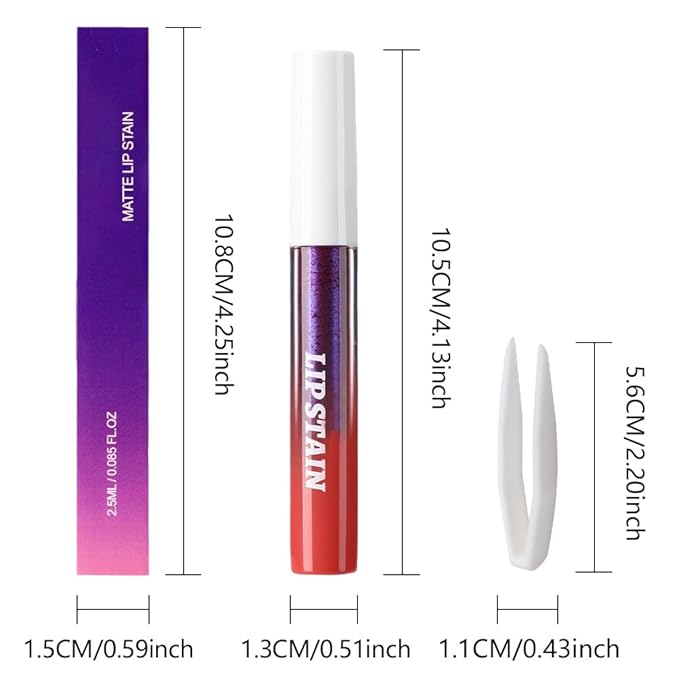 evpct Maroon Red Peel Off Lip Stain Tints with Tweezer, Matte Liquid Lipstick Lip Stain Long Lasting Waterproof for Women, Non-stick Cup Lipstick Peel Off High Pigmented Smudge-proof Easy to Apply, 01-VivaGrace Women