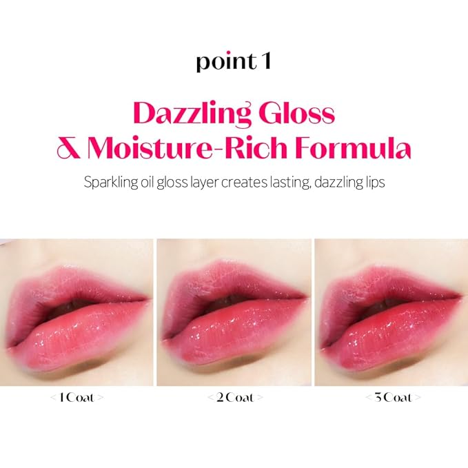 ETUDE Dear Darling Oil Tint #4 Sweet Apple 4.2g | High Moisturizing and Strong Hydrating Lip Oil/Lip Gloss | Smooth and Moist Lips | Non-Sticky Lip Oil Tint For Dry Lips | K-beauty-VivaGrace Women