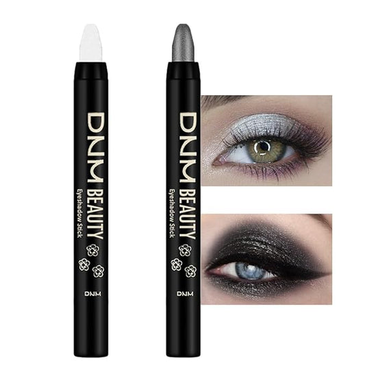 Kaely 2Pcs Cream Eyeshadow Stick Set for Eyes,Pearl White & Pearl Black Shimmer Pen,Eye Brightener Halloween Makeup,sombras para ojos,Smooth Eye Shadow Highlighter Crayon Pencil Waterproof,01+03-VivaGrace Women