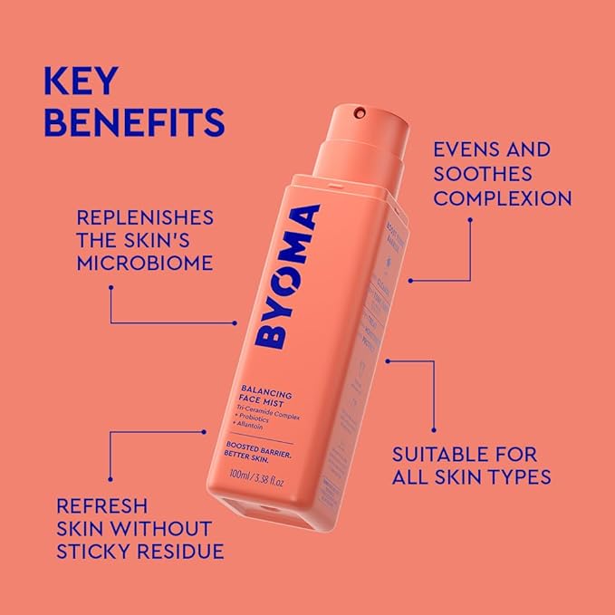 BYOMA Balancing Face Mist - pH Balanced Face Toner with Ceramides, Probiotics & Allantoin - Alcohol Free Toner Spray - Balance, Soothe & Refresh Throughout The Day - 3.38 fl. oz-VivaGrace Women