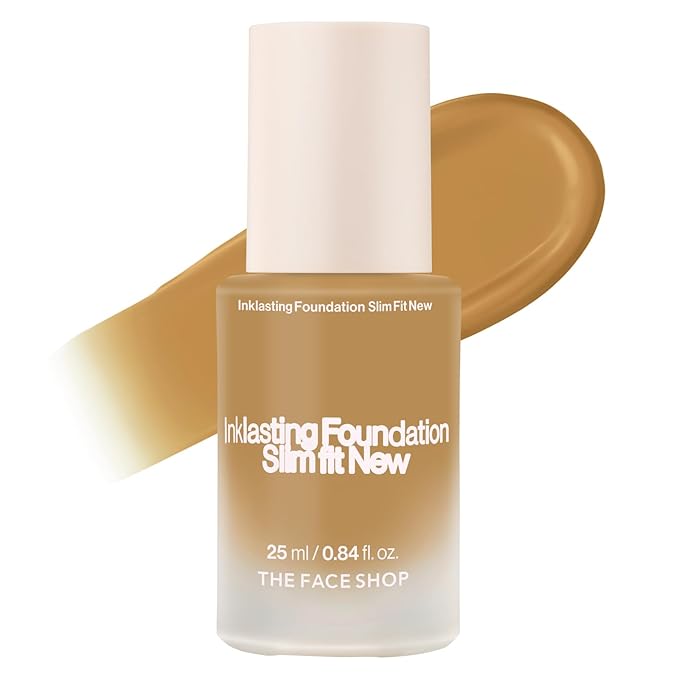 THE FACE SHOP Ink Lasting Liquid Foundation, Full Coverage, 72‑Hour Wear Semi‑Matte Finish, Makeup with Bakuchiol, W320 Honey, 0.84 Fl. Oz.-VivaGrace Women